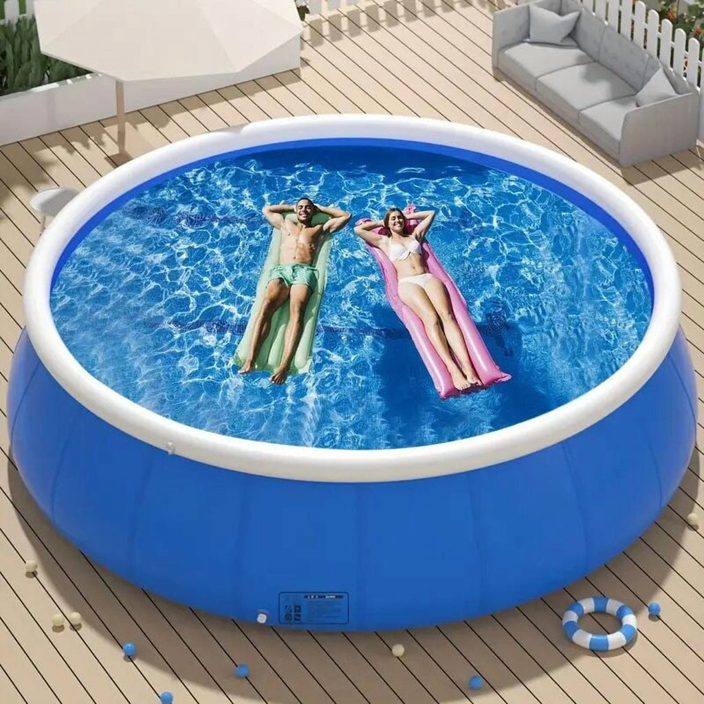 144 Blue Butterfly Inflatable Swimming Pool - Large Outdoor Coil Mesh Pool (144L X 144W X 30H)
